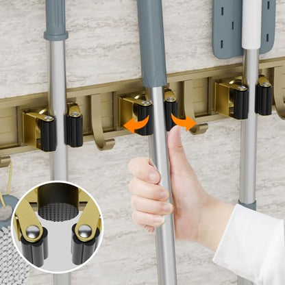 Broom Holder Wall Mount Mop Hanger Tools organizer 5Racks 4Hooks