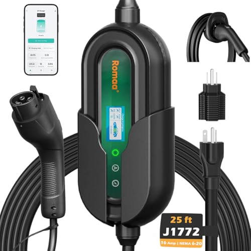 Level 1 EV Charger 16 Amp Portable J1772 Charging Cord 240V 25ft Cable