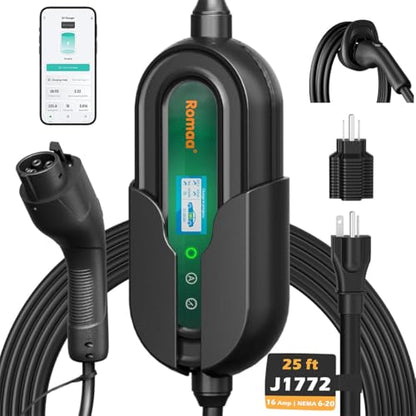 Level 1 EV Charger 16 Amp Portable J1772 Charging Cord 240V 25ft Cable