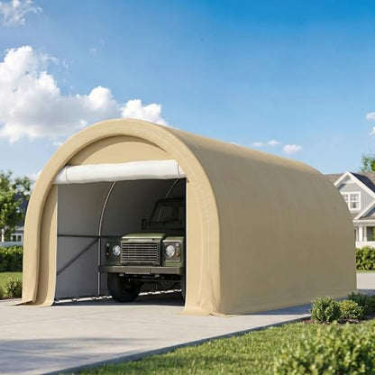 10' x 16' Carport Heavy Duty Portable Garage Storage Tent Beige