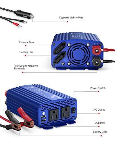 500W Power Inverter for Vehicles DC 12V to AC 110V Car Plug Adapter