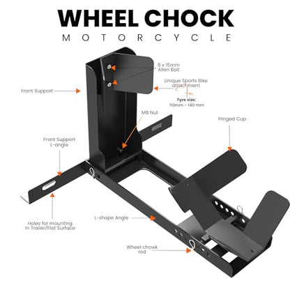 Universal Wheel Chock for Motorcycle Stand for Trailer Completely Adjustable Detachable Foldable Wheel Chock