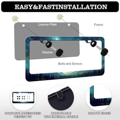 Starry Sky Mountain License Plate Frames