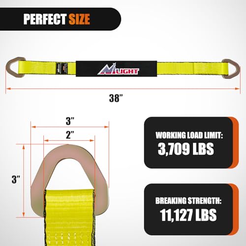2" x 38" Axle Tie Down Straps with D (4 Count)