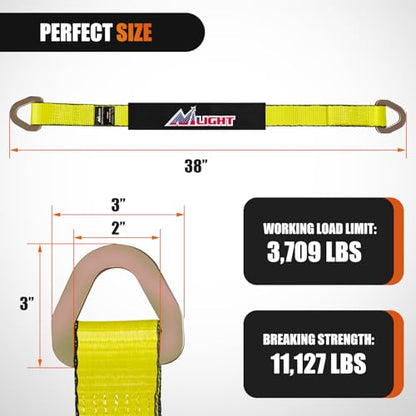 2" x 38" Axle Tie Down Straps with D (4 Count)