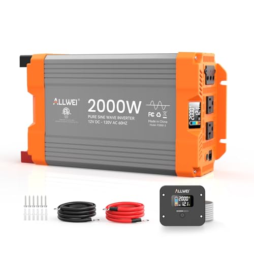 2000W Pure Sine Wave Power Inverter 12V DC to 120V AC
