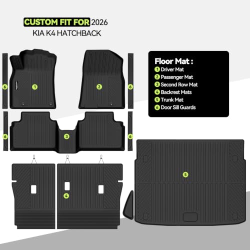 All Weather TPE Floor Mat Set for 2026 Kia K4 Hatchback