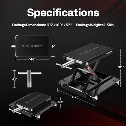 1100 Lbs Motorcycle Lift Jack with Dolly Wheels