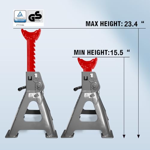 Car Jack Stands 6 Ton with Double Locking and Large Foot Base for Lifting Cars