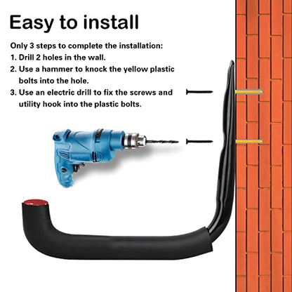 6 Pack 7 Inch Wall Mount Garage Storage Hooks for Ladder & Tools (6 Count)