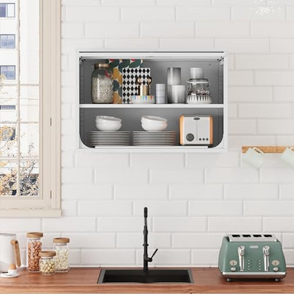 Metal Storage Cabinet White Wall Cabinets with Shelf and Locking Door