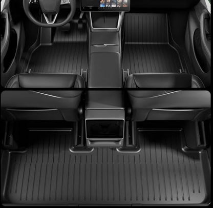 Compatible with 2026 Tesla Model Y L 6 Seater Floor Mats 3 Row TPE & Trunk Mat & Back Seat Cover & Frunk Liner & Rear Lower