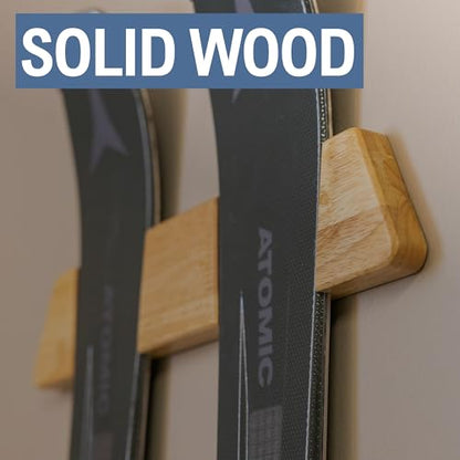 Horizontal Wood Ski Rack Wall Mount