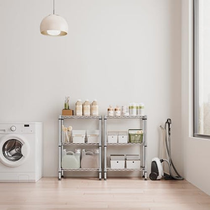 750 lbs 3 Tier Shelf Metal Storage Shelves Shelving Wire Rack Heavy Duty Closet Organizers for Garage Kitchen Bathroom Laundry Chrome 13.8" D x 23.6" W x 35.5" H (3 Count)