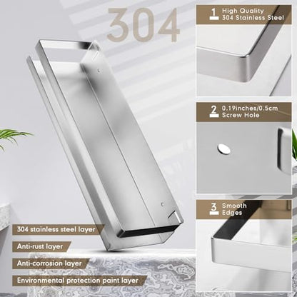 2 Pieces Stainless Steel Shelf Bathroom Shower Floating Shelves Wall Mounted Shower Caddy Basket Shelf Storage Organizer Shelves for Bathroom (2 Count)