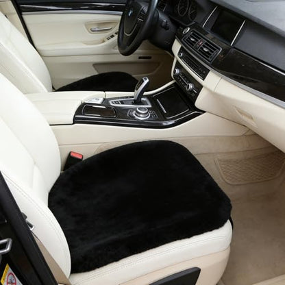 Black Genuine Sheepskin Car Seat Cover for Fuzzy Fur Wool Cushion