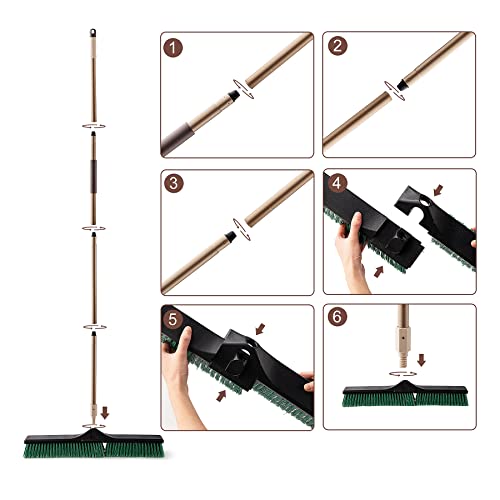 Heavy Duty Push Broom 24" with 66" Long Handle