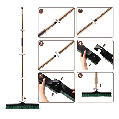 Heavy Duty Push Broom 24" with 66" Long Handle