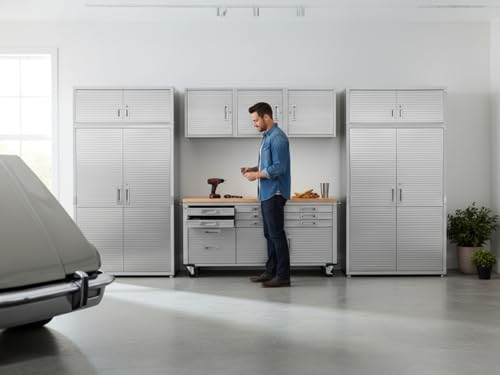 Heavy Duty 8 Piece Steel Garage Cabinet Storage Set with Rolling Workbench