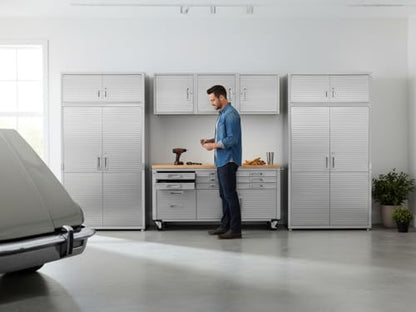 Heavy Duty 8 Piece Steel Garage Cabinet Storage Set with Rolling Workbench