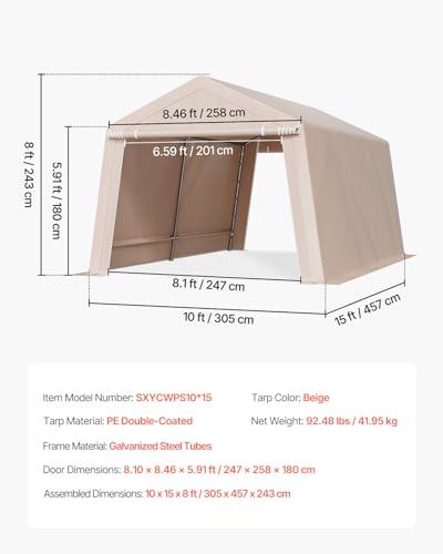 10 x 15 ft Outdoor Storage Shed Tent with Heavy