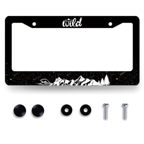 Stainless Steel Mountain Waves Forest Starry Sky License Plate Frame