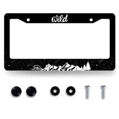 Stainless Steel Mountain Waves Forest Starry Sky License Plate Frame