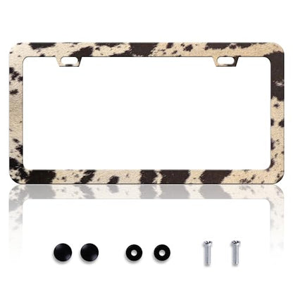 Brown Cow Print License Plate Frame Animal License Plate Frames
