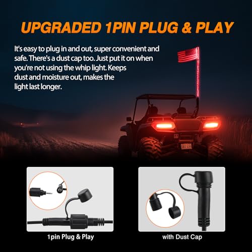 RGB LED Whip Light 1PC 5FT Lighted Antenna Whips