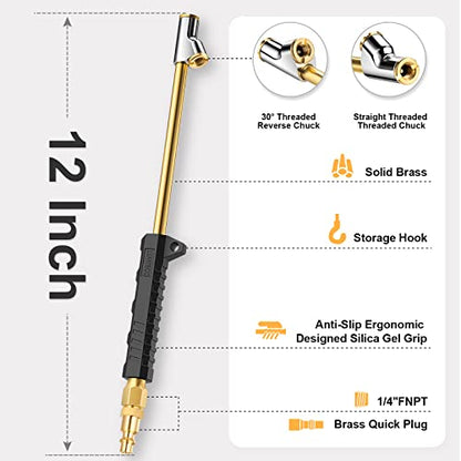 12" Extended Reach Dual Head Air Chuck