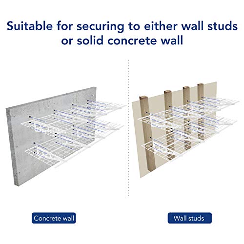 4-Pack 24-inch-by-72-inch Wall Shelf Garage Storage Rack Wall Mounted Floating Shelves 2x6 ft,White, Classic Series (4 Count)