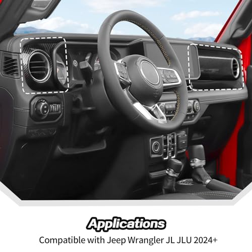 2pcs for 2024+ Jeep Wrangler JL Interior Accessories Center Console Dash Panel Cover Trim