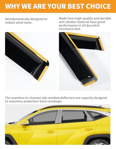 in Channel Window Visors Rain Guards for Hyundai Tucson 2022 (4 Count)