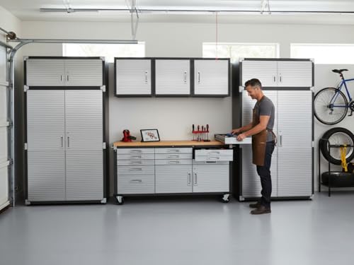 Heavy Duty 8 Piece Steel Garage Cabinet Storage Set with Rolling Workbench