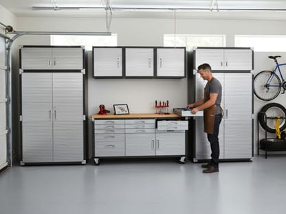 Heavy Duty 8 Piece Steel Garage Cabinet Storage Set with Rolling Workbench