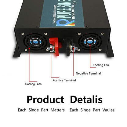 Strong Driving Capacity 2500W 24VDC to 120VAC Pure Sine Wave Inverter Power Converter