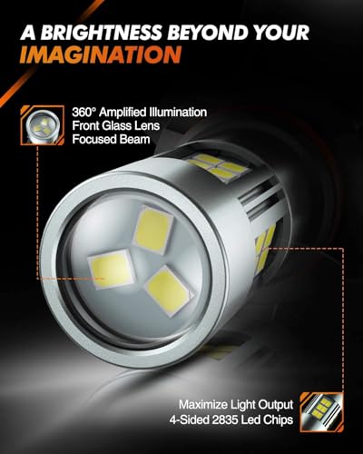 H10/9145/9140 LED Fog Light Bulbs, 6000K Xenon White, 27 SMD Chips, 360-degree Illumination, Non-polarity, Pack of 2 (2 Count)