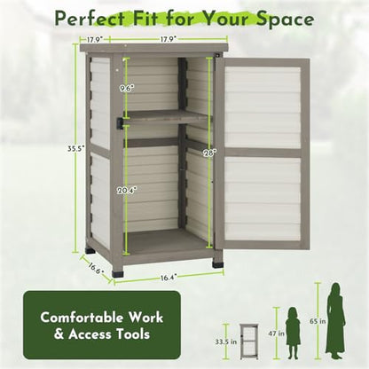 Small Outdoor Storage Cabinet with Waterproof Metal Top