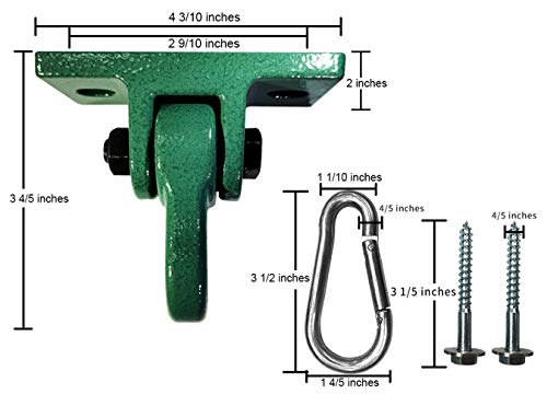 Heavy Duty Green Swing Hangers Screws Bolts Included Over 5000 lb Capacity Playground Porch Yoga Seat Trapeze Wooden Sets Indoor Outdoor (4 Count)