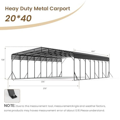 20'x40' Carport with Galvanized Steel Roof