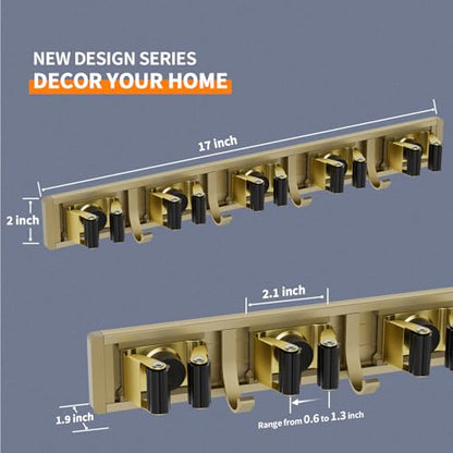 Broom Holder Wall Mount Mop Hanger Tools organizer 5Racks 4Hooks