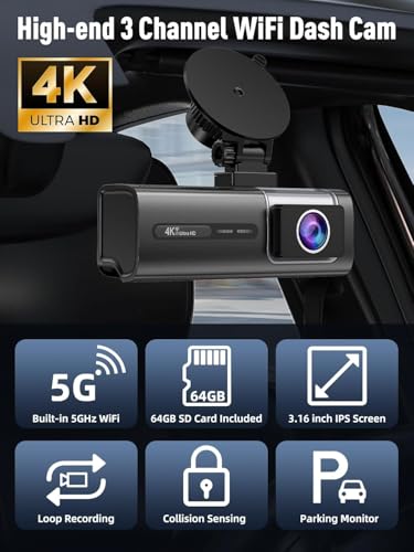 3 Channel 5G WiFi Dash Cam