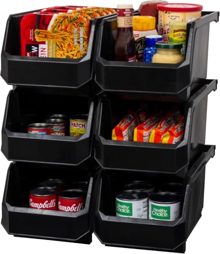 Akro Mils ReadySpace Large Stackable Plastic Storage Bins (6 Count)