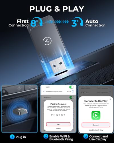 Wireless Carplay Adapter for Apple iPhone & Android Auto 2
