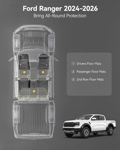 Floor Mats Fit for Ford Ranger SuperCrew 2024