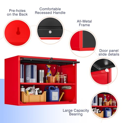 Metal Garage Wall Cabinet with Doors and Shelves