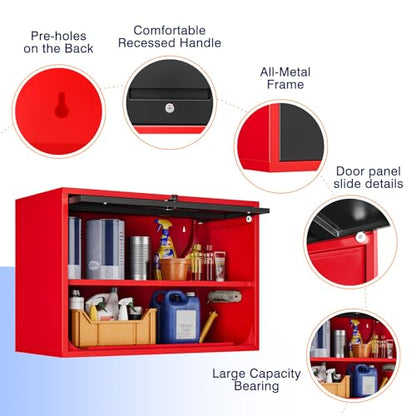 Metal Garage Wall Cabinet with Doors and Shelves
