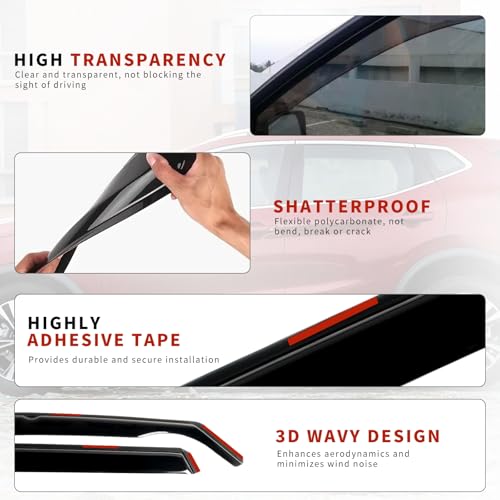 in Channel Rain Guards for 2021 2022 2023 2024 Nissan Rogue S (4 Count)
