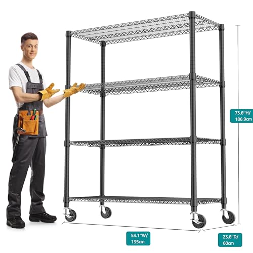 2640LBS 53.1" W 4 Tiers Shelf Steel Storage Shelves Shelving Unit Steel Organizer Wire Rack for Home