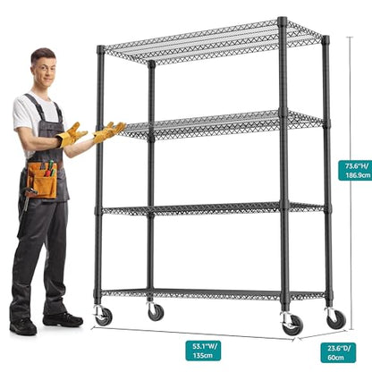2640LBS 53.1" W 4 Tiers Shelf Steel Storage Shelves Shelving Unit Steel Organizer Wire Rack for Home
